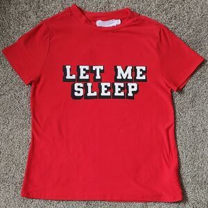 Let Me Sleep Weekend Edition Size‎ Small Short Sleeve Red Pajama Top
